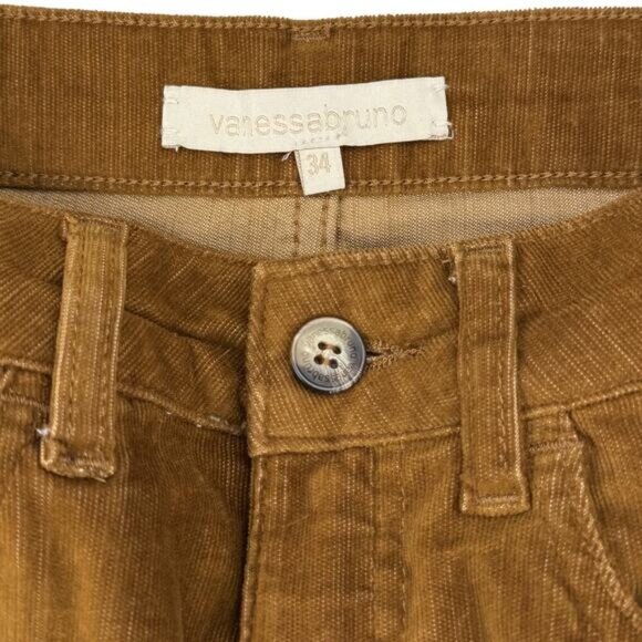 VANESSA BRUNO Shana Cuoduroy Straight Pencil Skirt Size 0 Ocre - Picture 4 of 6